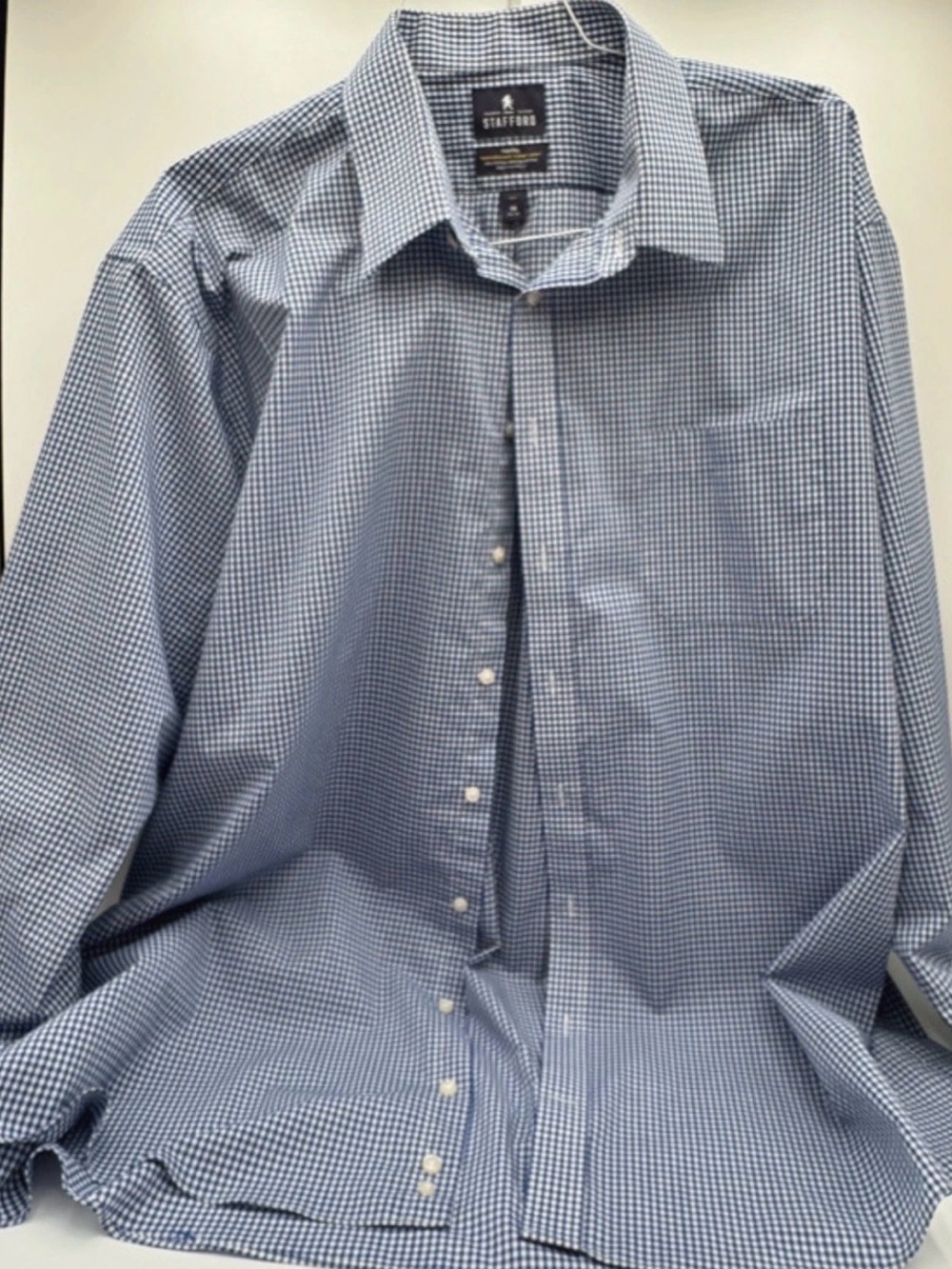 Stafford Tailored Culture Travel Shirt Easy Care, Button-Up, Sizes Big 19 34/35 - Picture 8 of 8